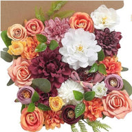 Artificial Flowers Combo Box Set, Silk Roses Stems for DIY Bridal Wedding Bouquets Baby Shower Floral Arrangements Centerpiece Table Party Home Decorations