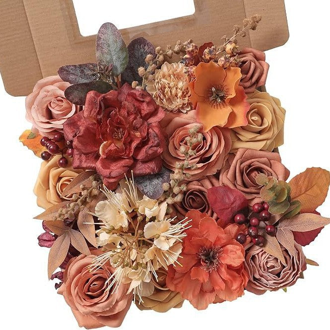 Artificial Flowers Combo Box Set, Silk Roses Stems for DIY Bridal Wedding Bouquets Baby Shower Floral Arrangements Centerpiece Table Party Home Decorations