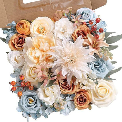 Artificial Flowers Combo Box Set, Silk Roses Stems for DIY Bridal Wedding Bouquets Baby Shower Floral Arrangements Centerpiece Table Party Home Decorations