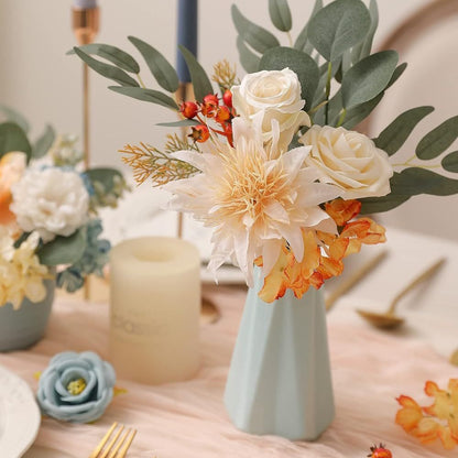 Artificial Flowers Combo Box Set, Silk Roses Stems for DIY Bridal Wedding Bouquets Baby Shower Floral Arrangements Centerpiece Table Party Home Decorations