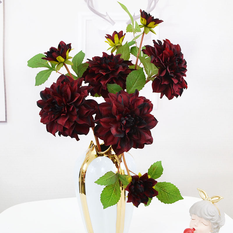 24 Inch Artificial Silk Dahlia Flowers 10 Stems Long Stem Wedding Bouquets Fall Decor