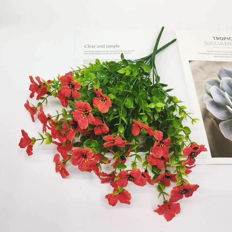 10 Pcs Artificial Silk Flower Bushes 2 Stems Each UV Resistant Outdoor Plants Multicolor