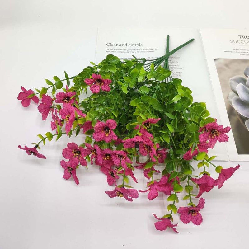 10 Pcs Artificial Silk Flower Bushes 2 Stems Each UV Resistant Outdoor Plants Multicolor