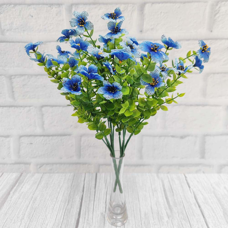 10 Pcs Artificial Silk Flower Bushes 2 Stems Each UV Resistant Outdoor Plants Multicolor