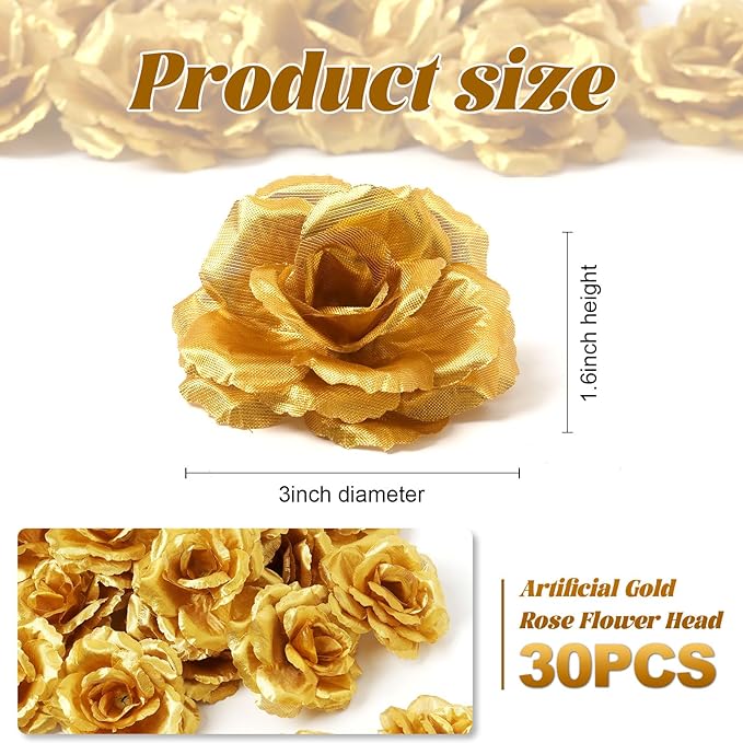 30 Pcs Silk Rose Flower Heads 3 Inch Artificial Flowers for Wedding Home Party Decoration