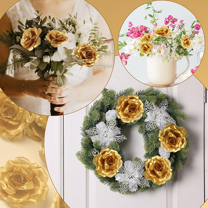 30 Pcs Silk Rose Flower Heads 3 Inch Artificial Flowers for Wedding Home Party Decoration