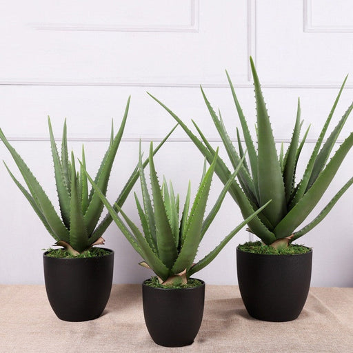 4 Pcs Artificial Aloe Vera Plants Green Potted Succulent Decor