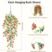 2 Pcs Artificial Hanging Flowers Plants for Outdoor Spring Decoration, Silk, Bulk Set