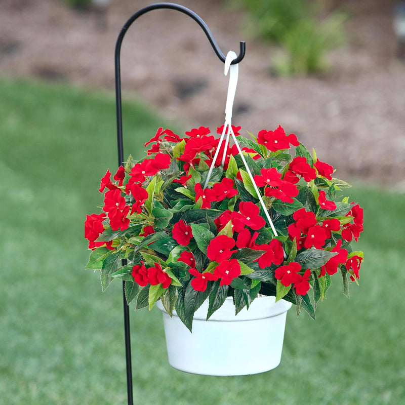 10 Bundles 16 Inch UV Resistant Artificial Impatiens Bush Flowers for Outdoors Bulk Wholesale