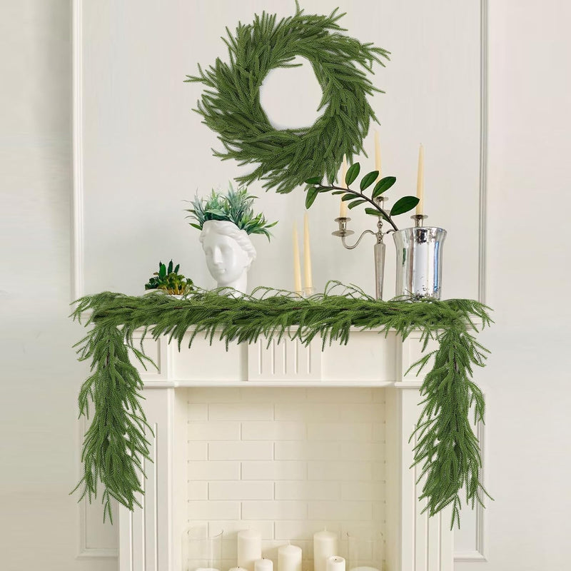 6 Ft Real Touch Norfolk Pine Garland 6ft Lifelike Artificial Greenery for Christmas Decor