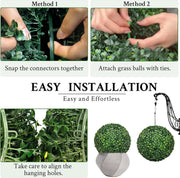 Artificial Boxwood Topiary Ball - 10 Inch Green Silk Decorative Plant for Lobby & Reception
