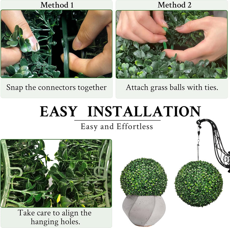 Artificial Boxwood Topiary Ball - 10 Inch Green Silk Decorative Plant for Lobby & Reception