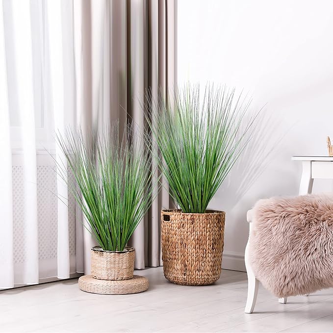 10 Pcs Large Artificial Onion Grass Plants 12 Inch Greenery Shrubs for Indoor and Outdoor Decor