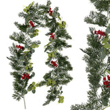 2PCS- 70.86 Inch Artificial Red Berry & Pine-Cypress Branch Christmas Vine - Home Decoration, Holiday Ambience Wall Hanging Decor