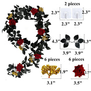5.7ft Black Artificial Halloween Garland with Roses and Berries – Bulk Quantity