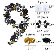 5.7ft Black Artificial Halloween Garland with Roses and Berries – Bulk Quantity