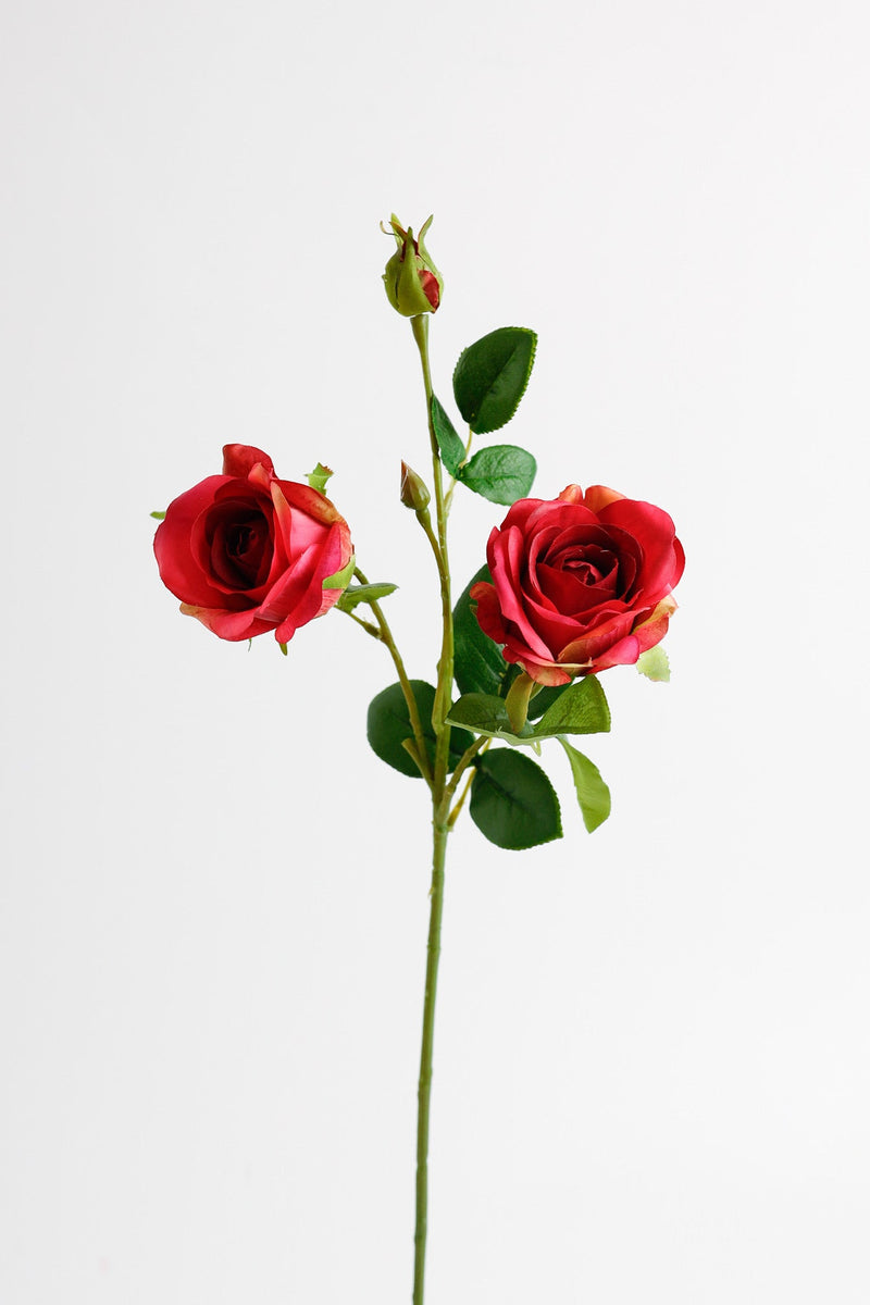 Rose Spray Artificial Silk Flowers 12 Inch 6 Stems Red Silk Roses