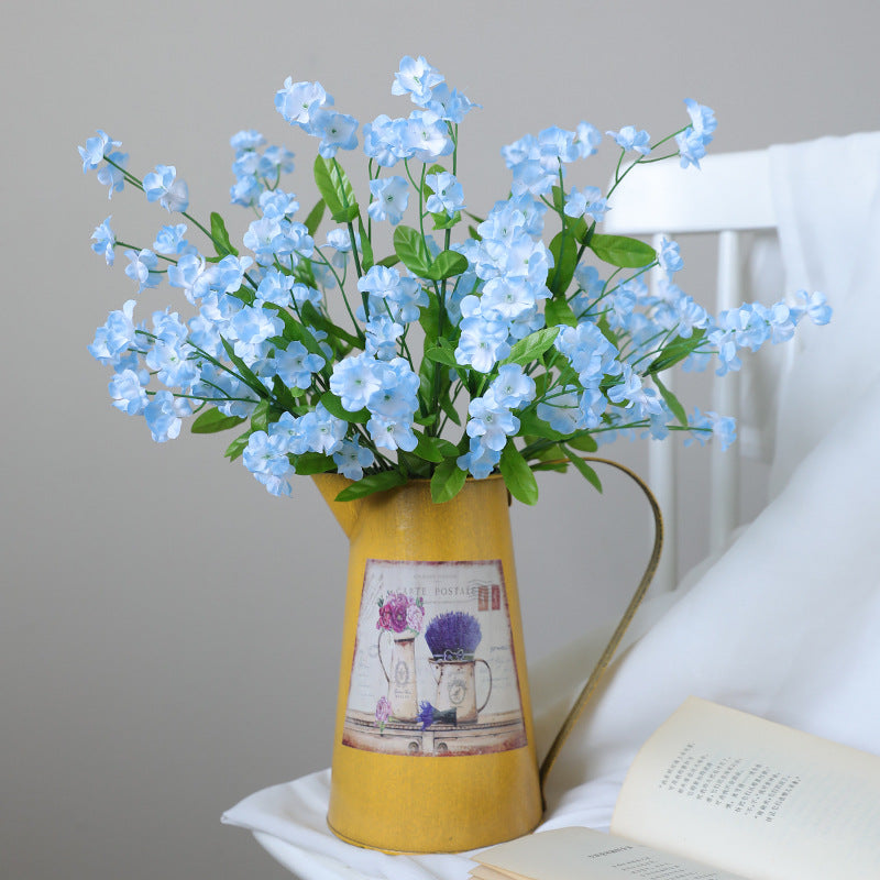 4 Pcs 18.5 Inch Artificial Silk Forget Me Not Flowers Blue Bouquet for Fall Decor Wedding Vase Arrangement