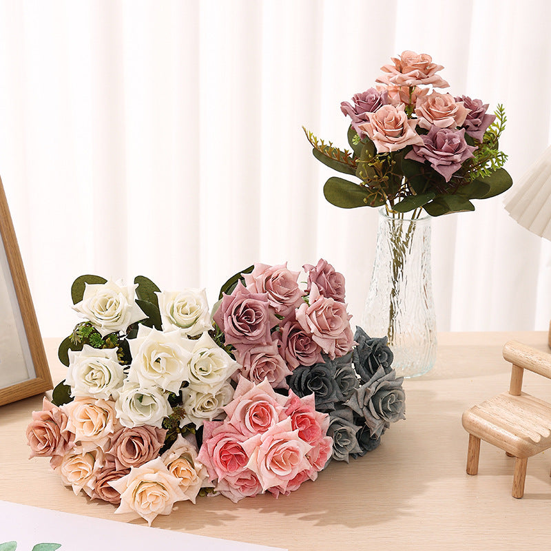 Artificial Angular Rose Flowers 6 Stems 12 Inch Silk Bouquet for Wedding Home Decor Valentine's Day