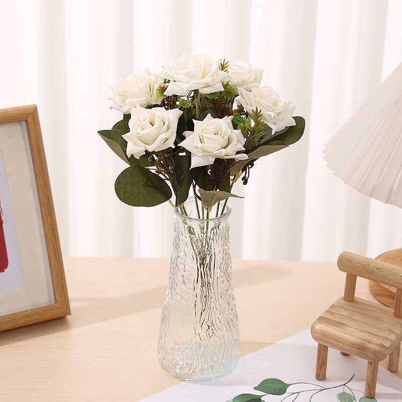 Artificial Angular Rose Flowers 6 Stems 12 Inch Silk Bouquet for Wedding Home Decor Valentine's Day