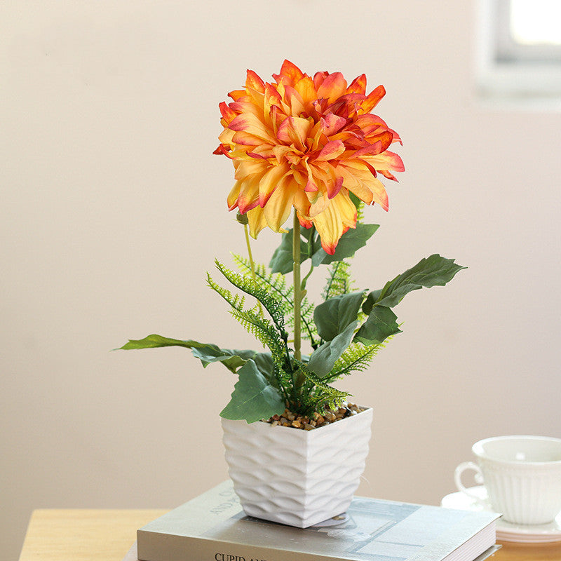 14 Inch Artificial Dahlia Flowers 10 Pcs Silk Bulk Potted Plants