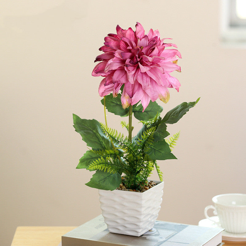 14 Inch Artificial Dahlia Flowers 10 Pcs Silk Bulk Potted Plants