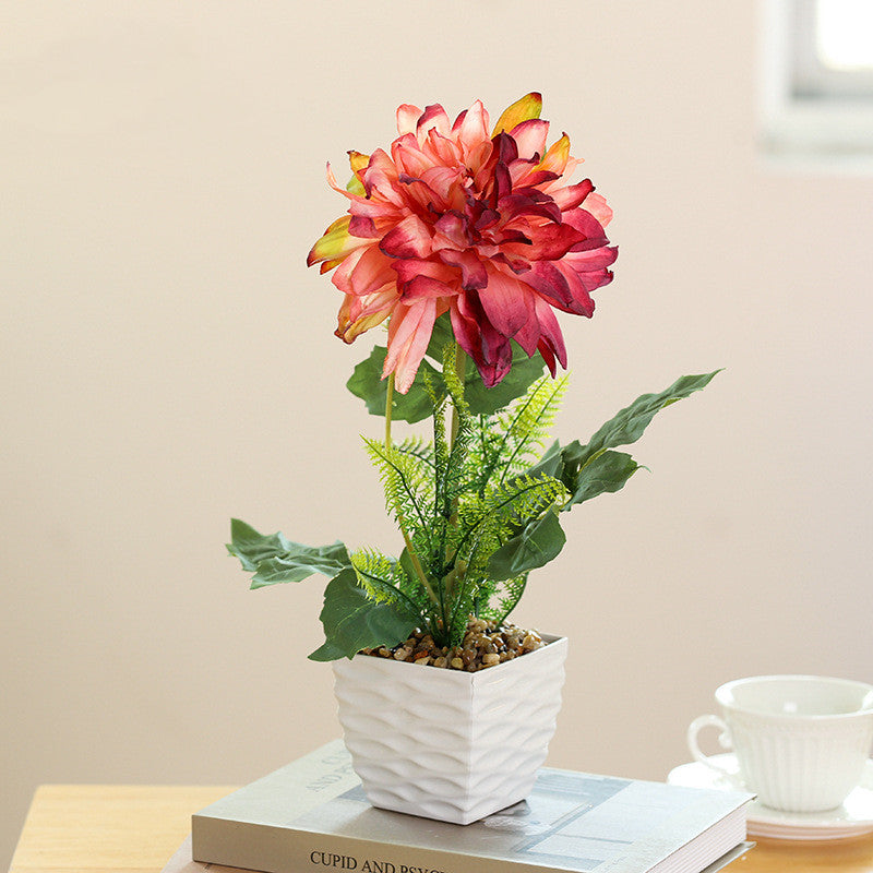 14 Inch Artificial Dahlia Flowers 10 Pcs Silk Bulk Potted Plants