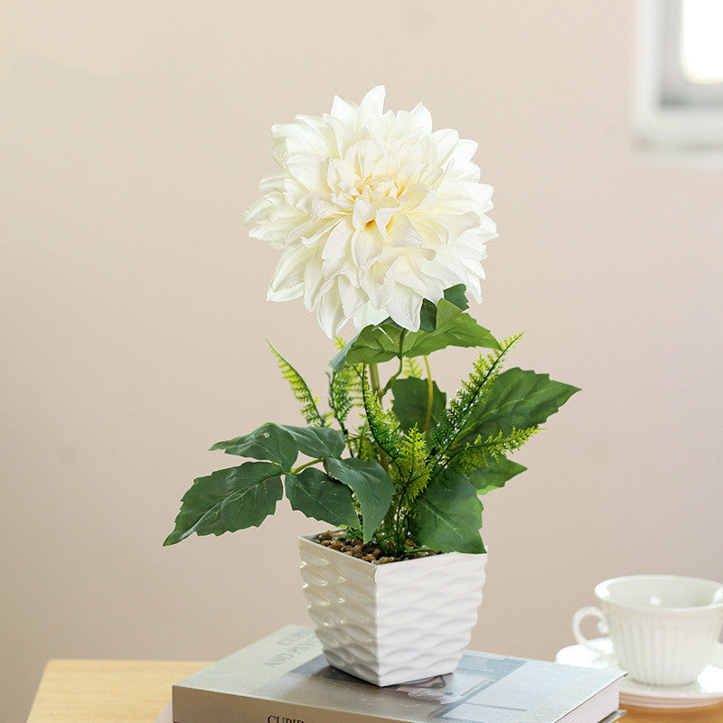 14 Inch Artificial Dahlia Flowers 10 Pcs Silk Bulk Potted Plants