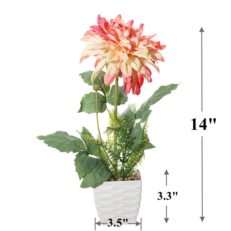 14 Inch Artificial Dahlia Flowers 10 Pcs Silk Bulk Potted Plants