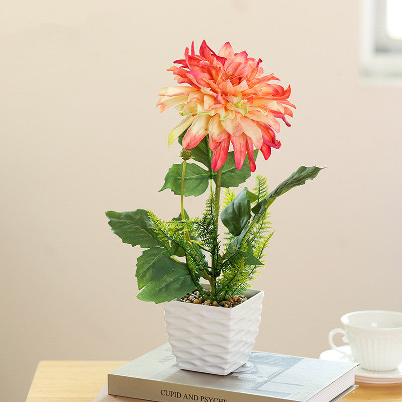 14 Inch Artificial Dahlia Flowers 10 Pcs Silk Bulk Potted Plants