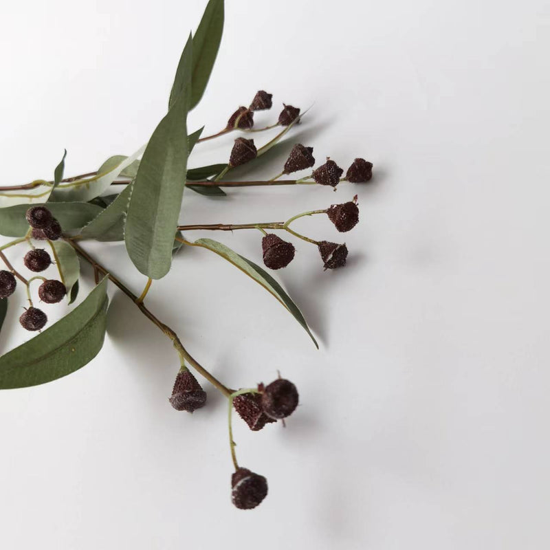 23.6 Inch Artificial Willow Eucalyptus Branches with Fruits, Autumn Colors, Bulk Floral Arrangement Stems
