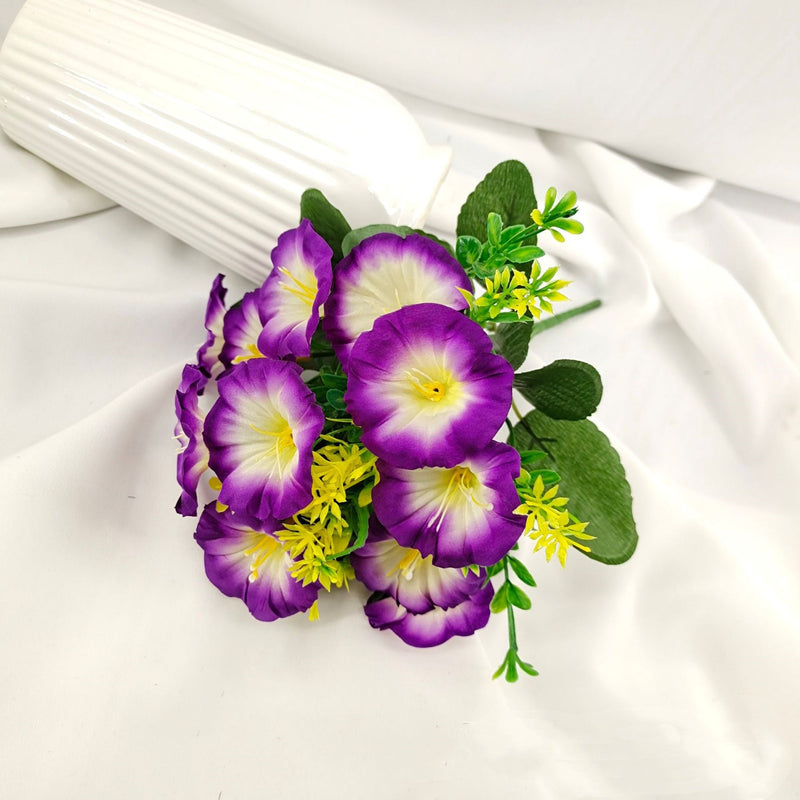13 Inch Morning Glory Artificial Flowers Bush UV Resistant Outdoor Bulk Quantity