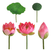 Lotus Lily Artificial Flower Stems with Leaf and Seedpod, Real Touch, Bulk Wholesale Quantity