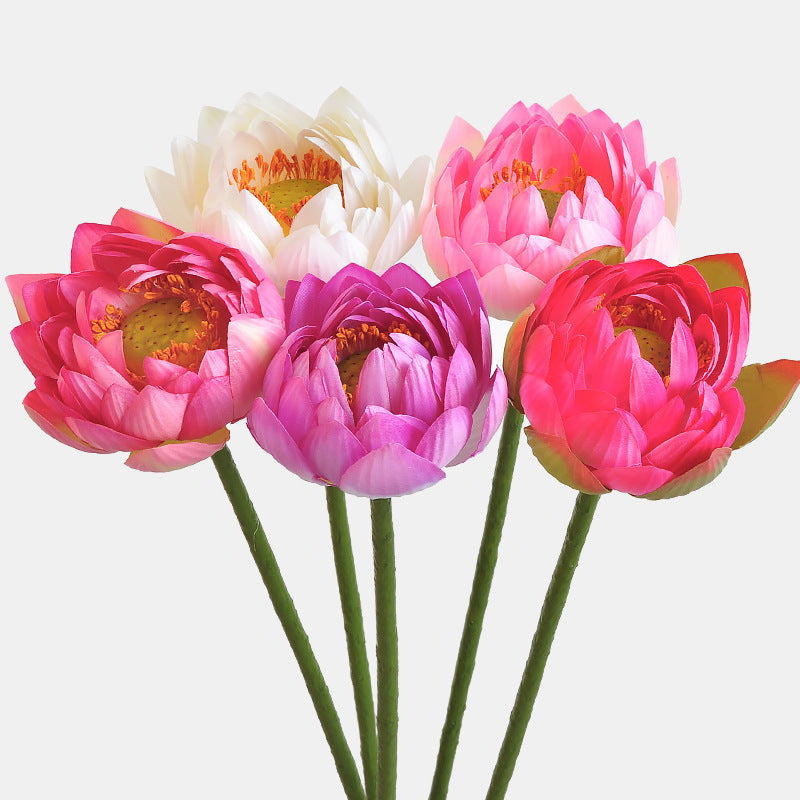 Lotus Lily Artificial Flower Stems with Leaf and Seedpod, Real Touch, Bulk Wholesale Quantity