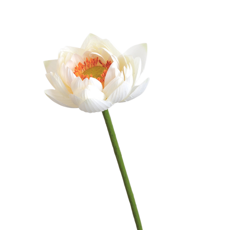 Lotus Lily Artificial Flower Stems with Leaf and Seedpod, Real Touch, Bulk Wholesale Quantity