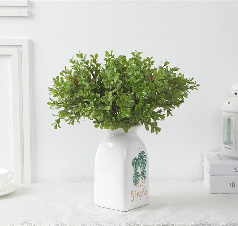 14 Inch Artificial Poplar Stems Bundle, 10 Pcs Green Silk Leaves Bulk Greenery