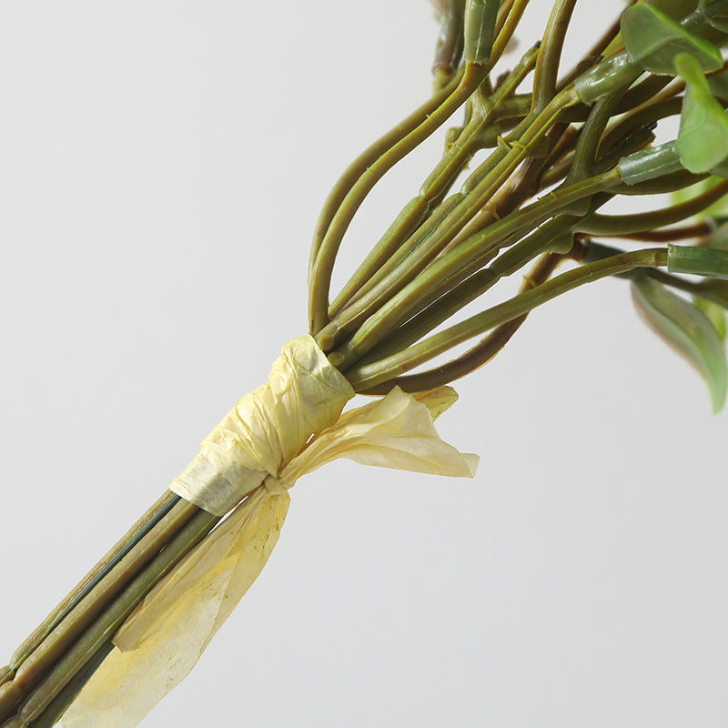 14 Inch Artificial Poplar Stems Bundle, 10 Pcs Green Silk Leaves Bulk Greenery