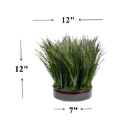 Artificial Onion Grass Bonsai Plant, Real Touch Greenery, Pre-Potted, Green, 10 Inch
