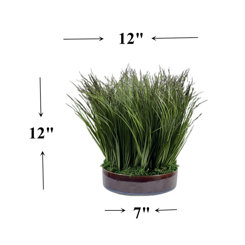 Artificial Onion Grass Bonsai Plant, Real Touch Greenery, Pre-Potted, Green, 10 Inch