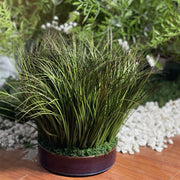 Artificial Onion Grass Bonsai Plant, Real Touch Greenery, Pre-Potted, Green, 10 Inch