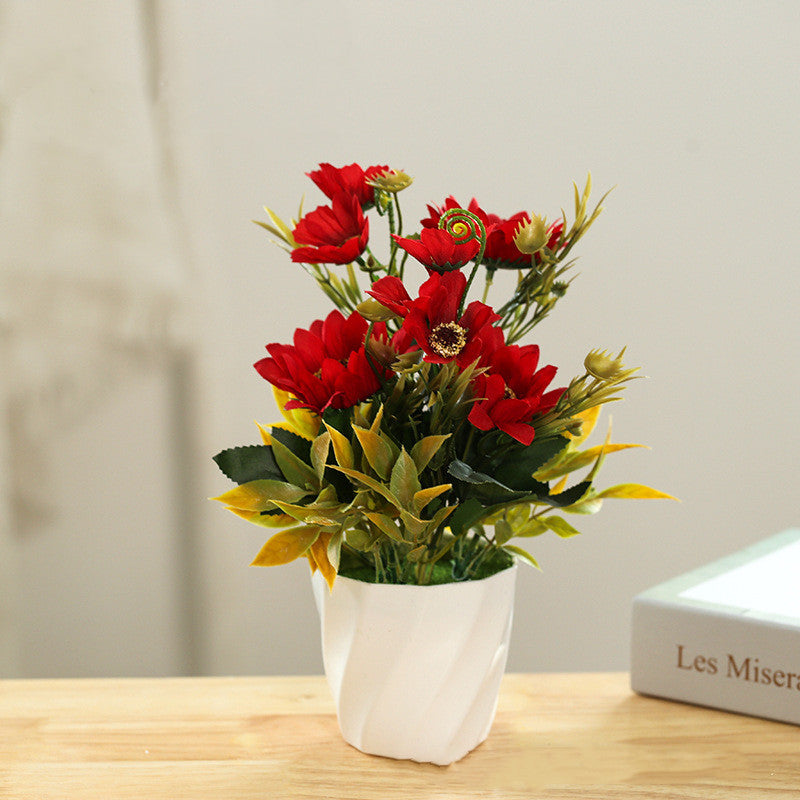 10 Inch Artificial Sunflower Potted Plants 6 Stems Silk Sunflowers in Vase