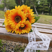 9 Inch Artificial Sunflower Bouquet 10 Pcs Bulk Bridesmaid Wedding Flowers