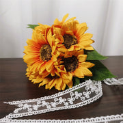 9 Inch Artificial Sunflower Bouquet 10 Pcs Bulk Bridesmaid Wedding Flowers