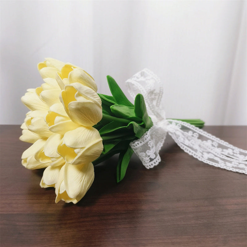 Tulip Artificial Flowers 50 Pcs Ivory Silk Bulk for Wedding Bouquets