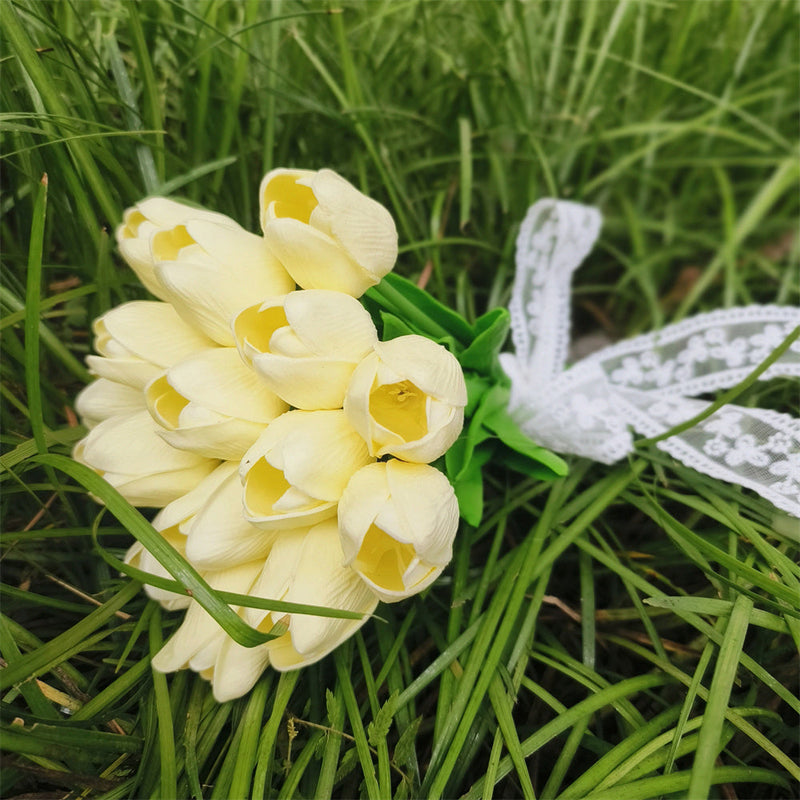 Tulip Artificial Flowers 50 Pcs Ivory Silk Bulk for Wedding Bouquets