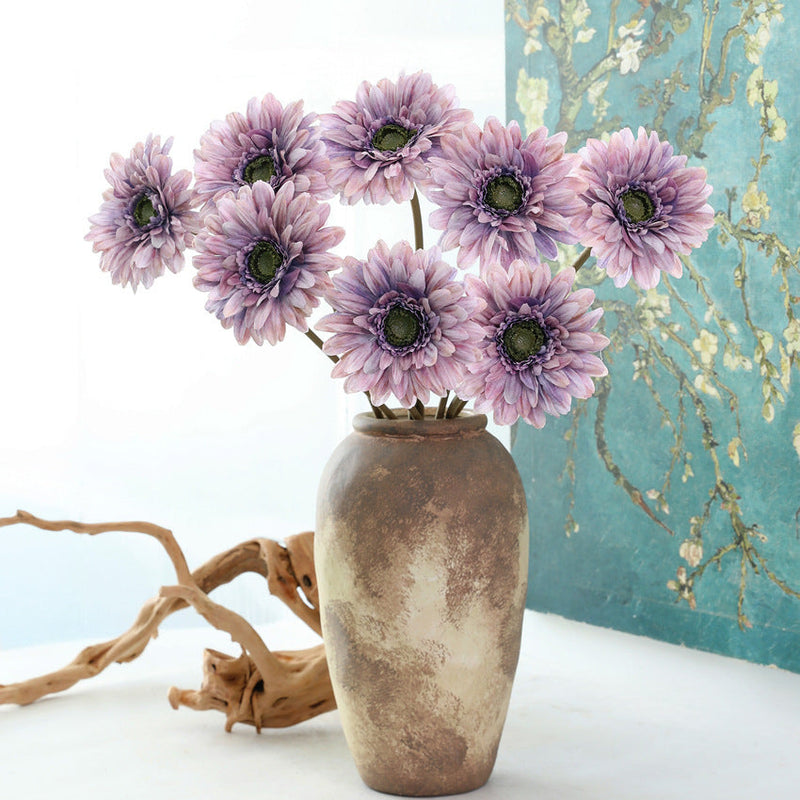 18 Inch Artificial Gerbera Daisy Stems, 10 Pcs, Autumn Winter Tones, Silk Flowers for Home and Wedding Decor