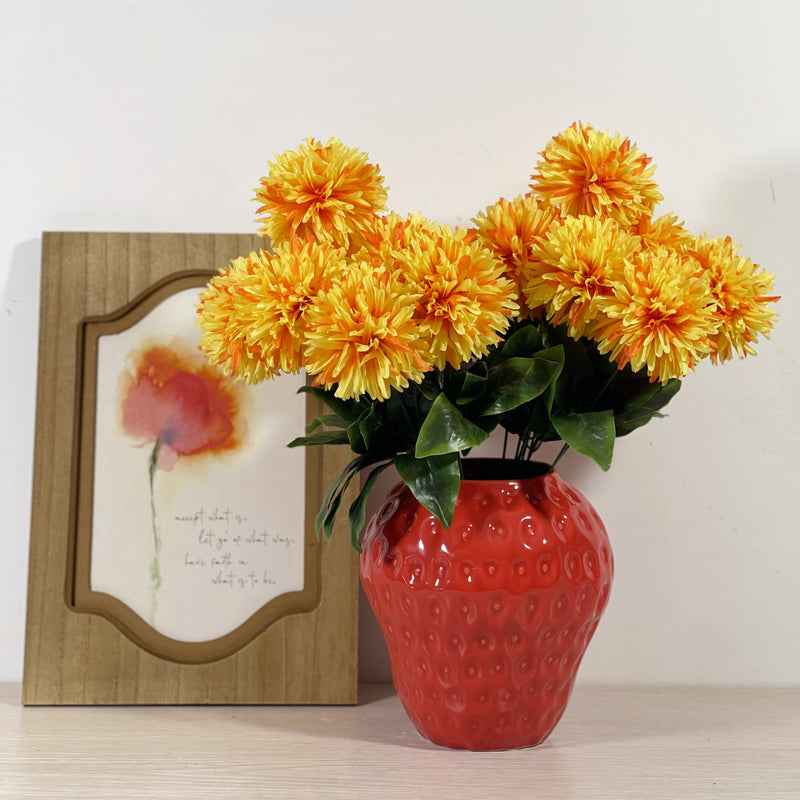 10 Pcs Artificial Chrysanthemum Mum Ball Bouquet Autumn Colors Silk Flowers