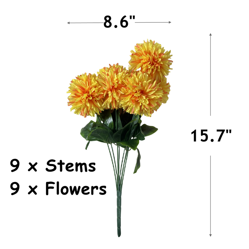 10 Pcs Artificial Chrysanthemum Mum Ball Bouquet Autumn Colors Silk Flowers