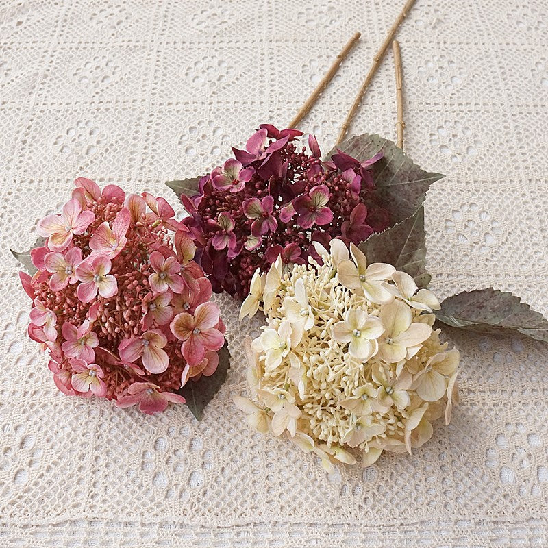 20 Inch Artificial Autumn Hydrangea Stems 10 Pcs Silk Flowers for Fall Winter Decor