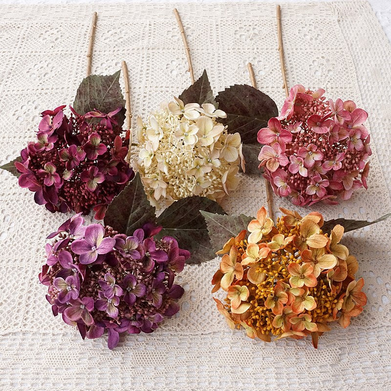 20 Inch Artificial Autumn Hydrangea Stems 10 Pcs Silk Flowers for Fall Winter Decor